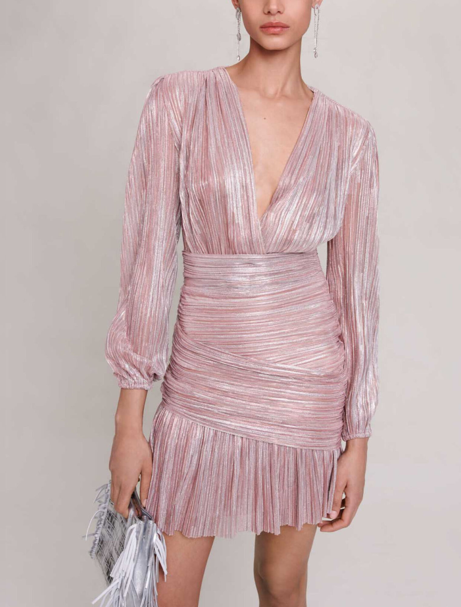 Pleated metallic fibre dress
