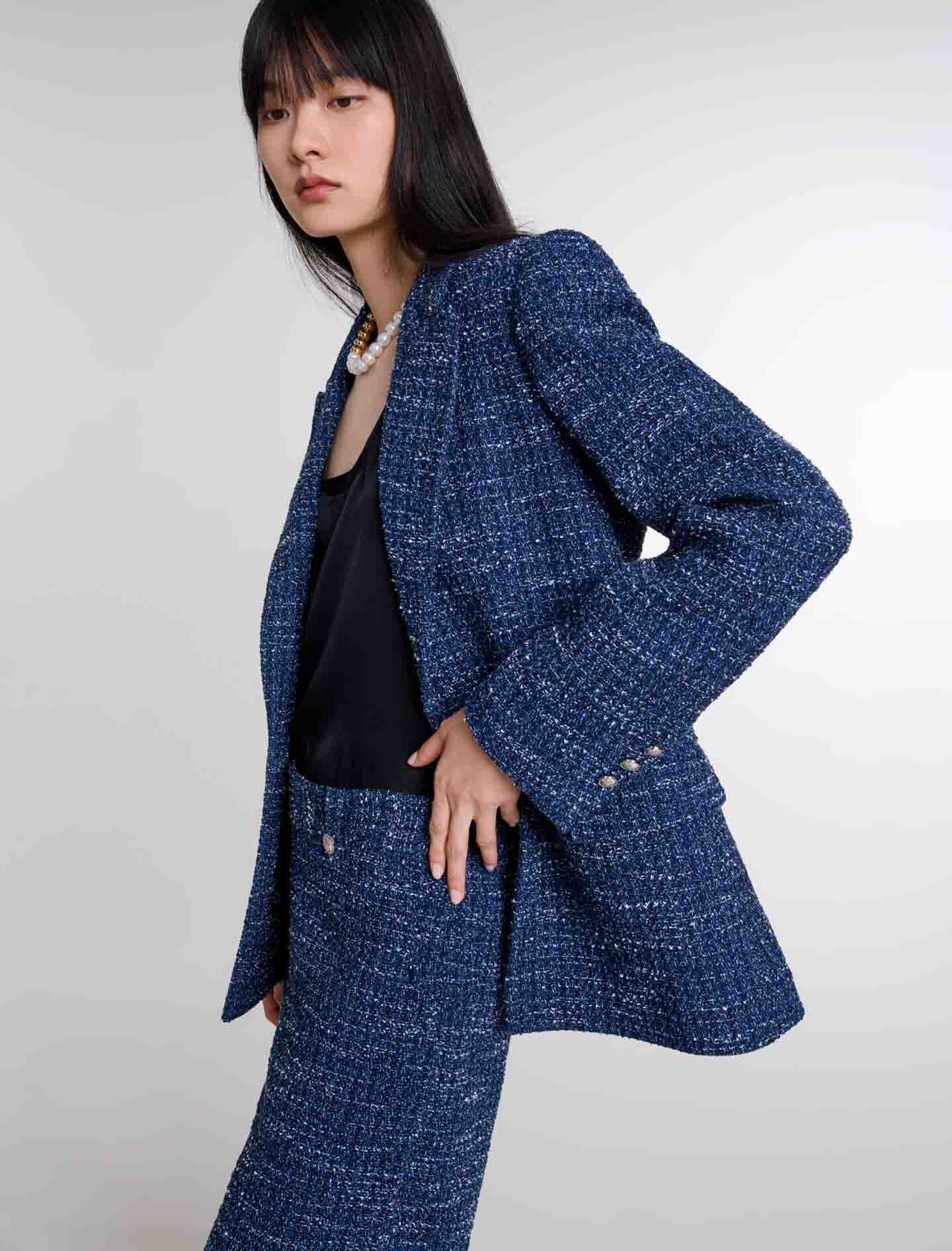 【ALUDE SELECT】blue laxury tweed jacket ALUDE SELECT】blue chuck tweed jacket | 【ALUDE】韓国メンズ