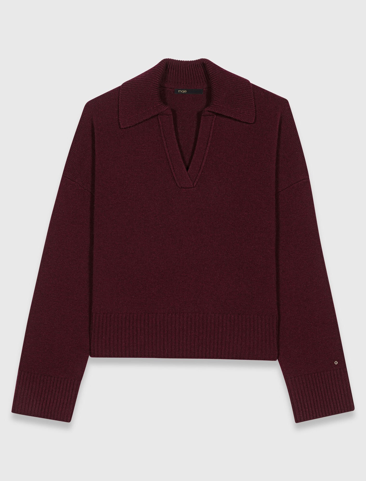 Open polo collar jumper