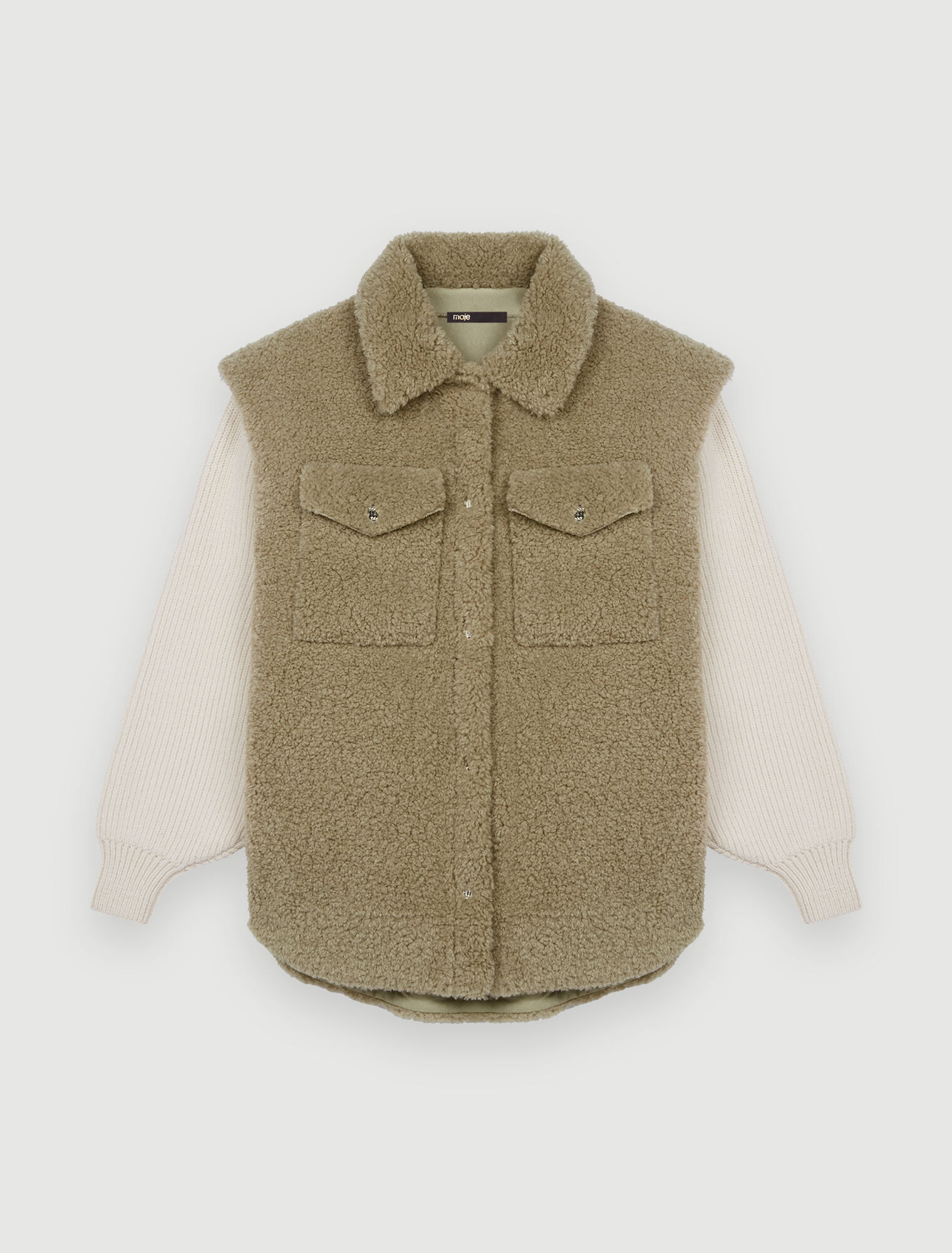 Blouson en mix fausse fourrure et maille