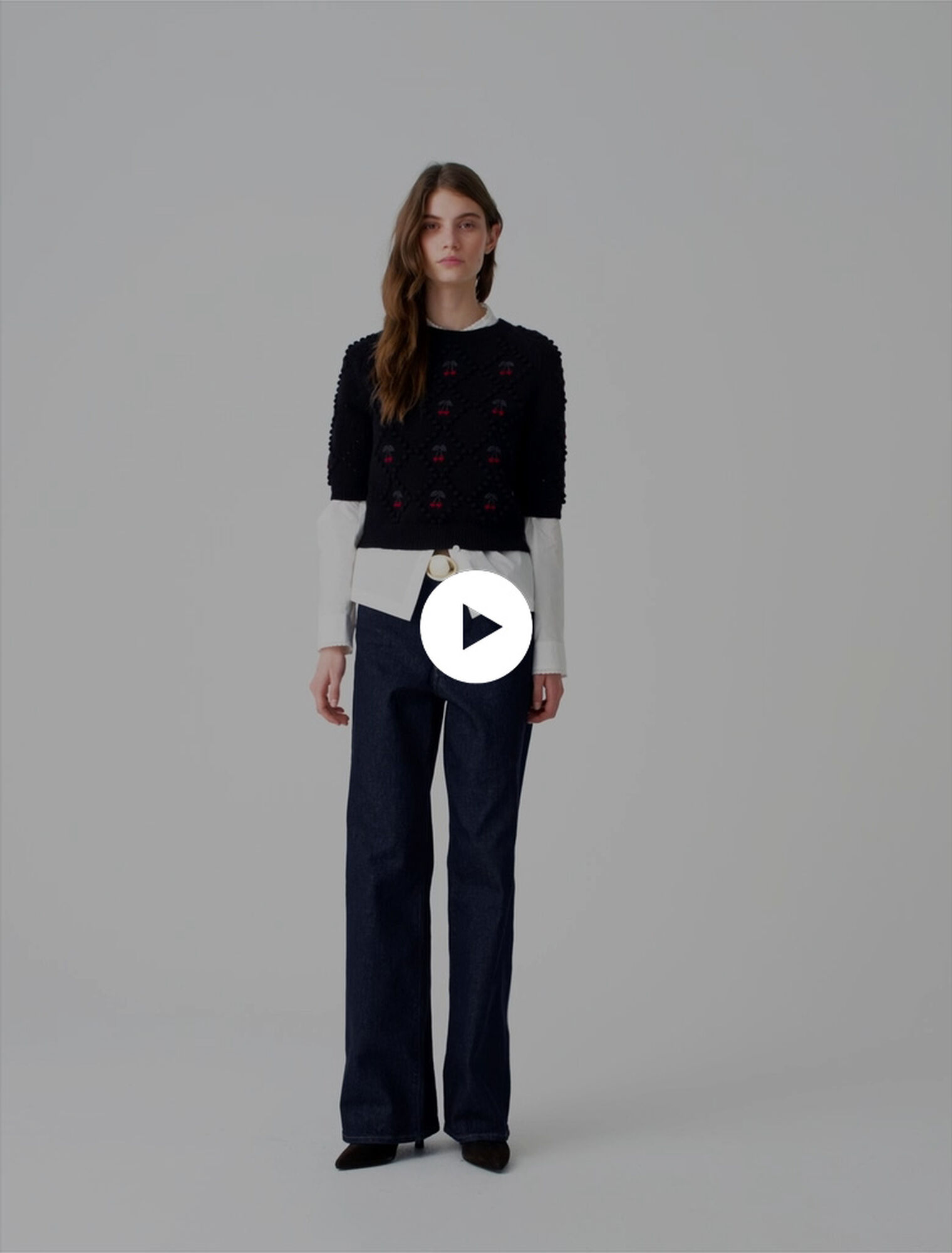 Sweater with embroidered cherries