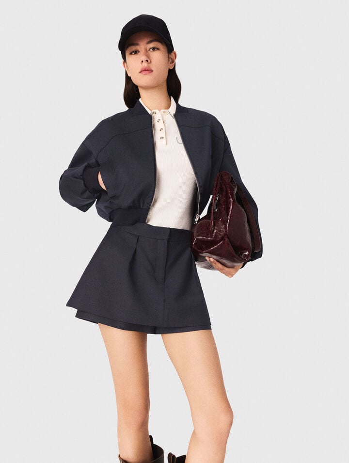 Zipped mixed wool bomber