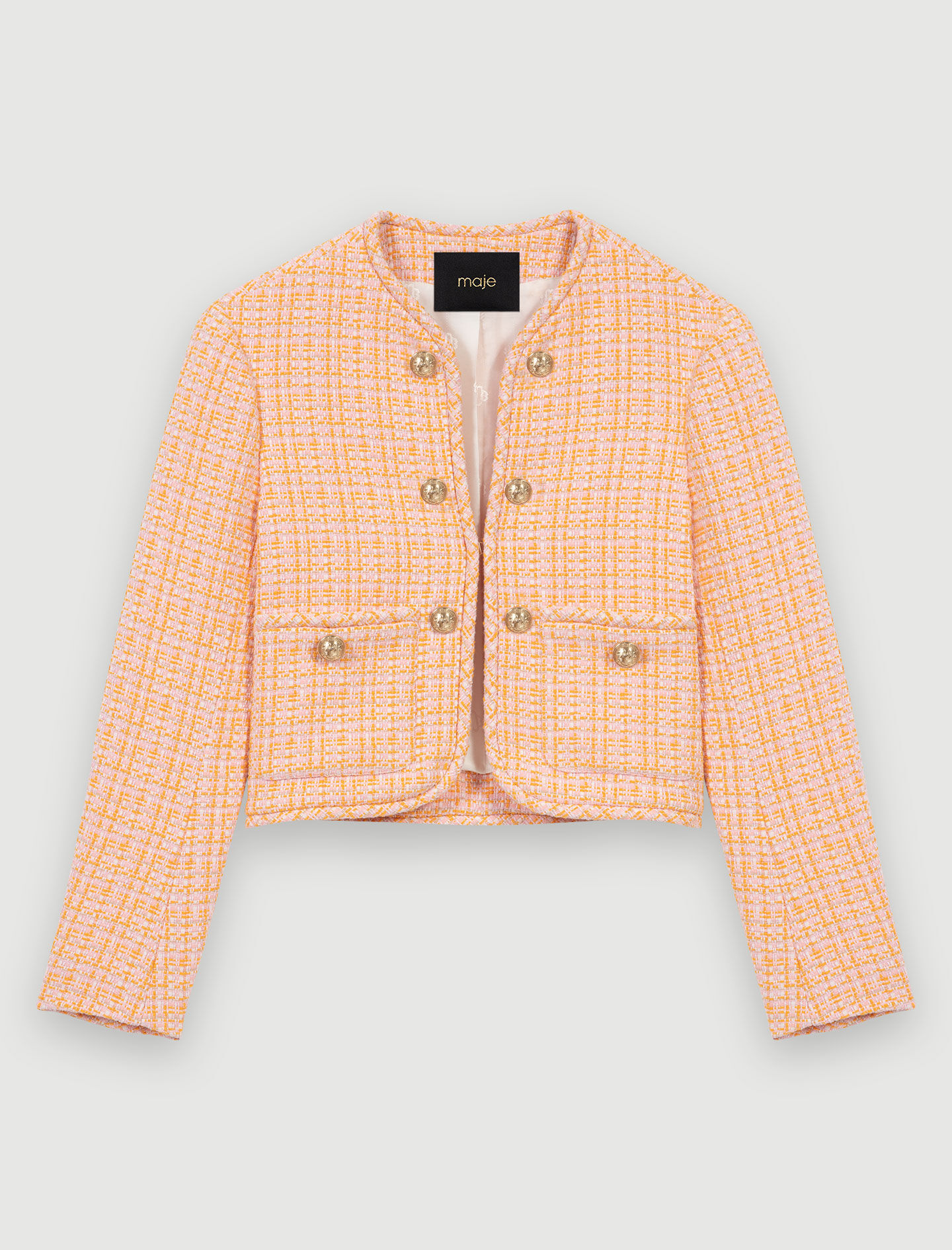 新品未使用　enue mix tweed jacket Tweed jacket Yellow / Orange For Women | Maje