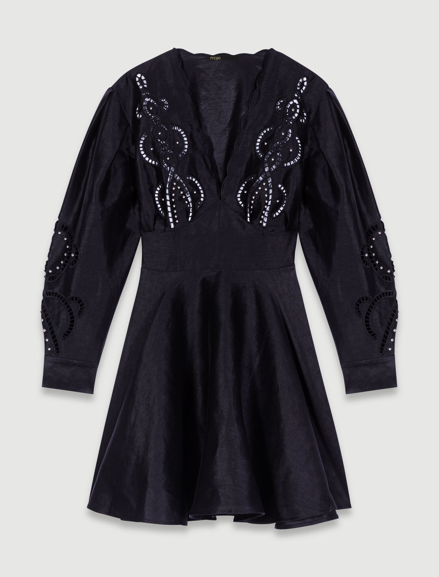 Robe courte en lin à broderies