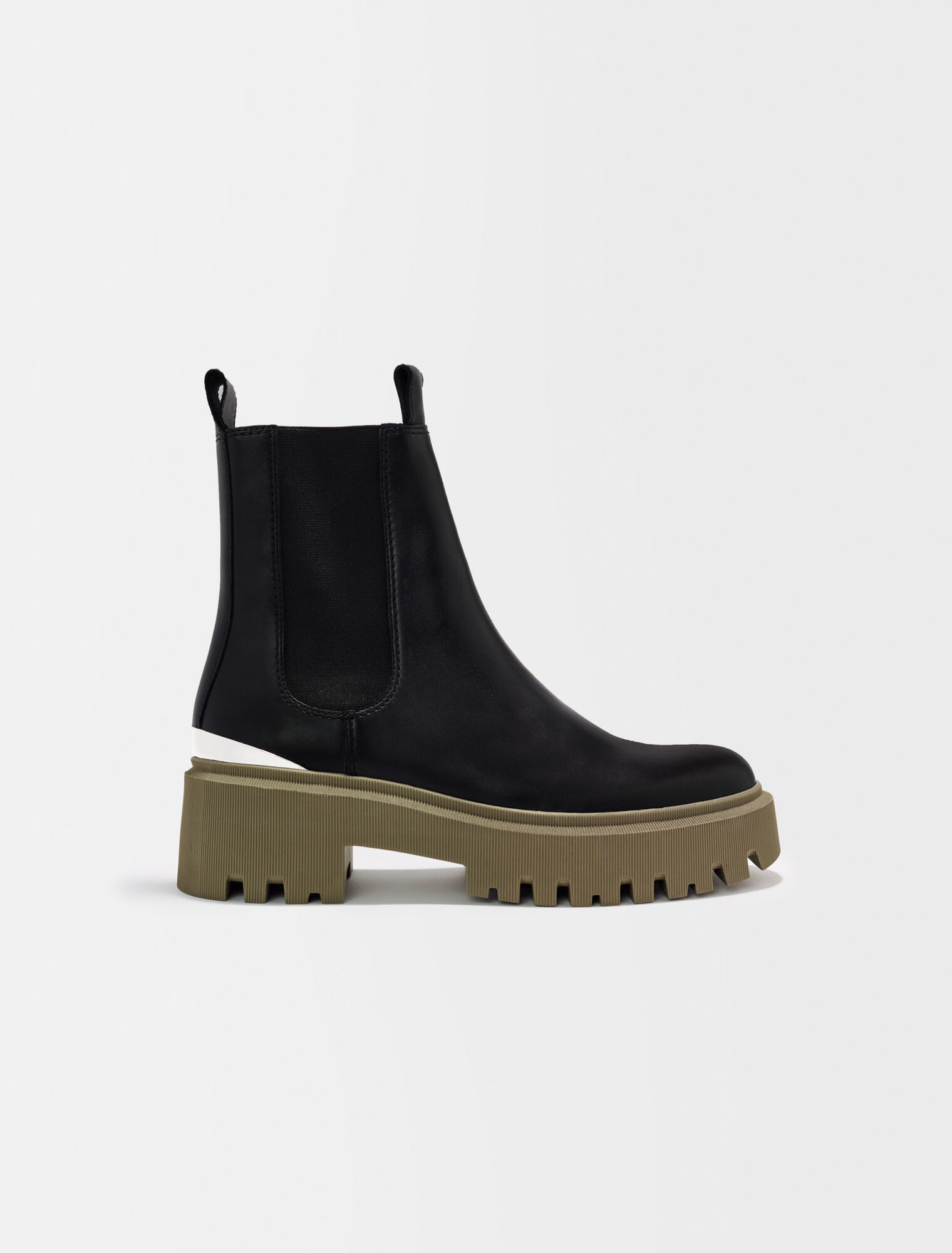Bottines chelsea à plateforme kaki