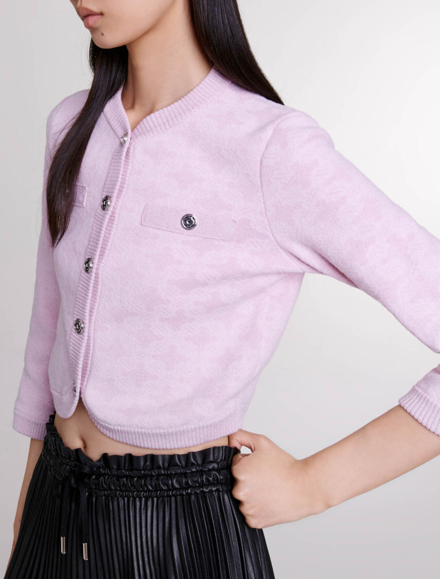 Cardigan en maille effet jacquard