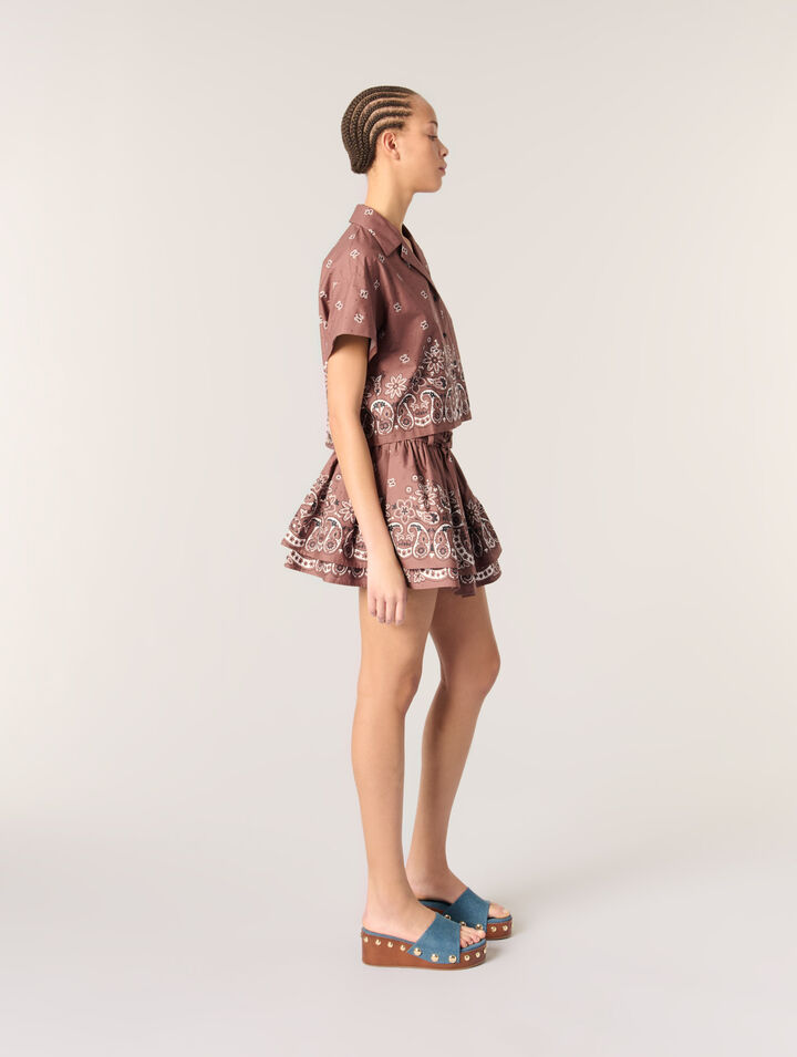 Chemise courte imprimée à strass