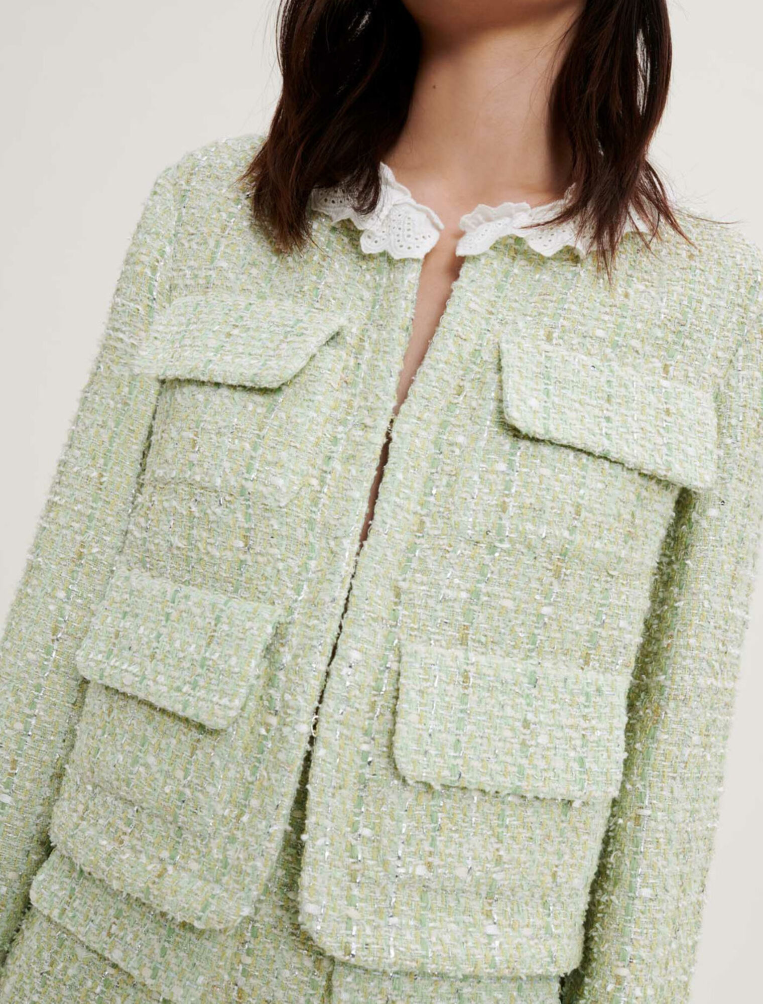 Tweed jacket with sheen