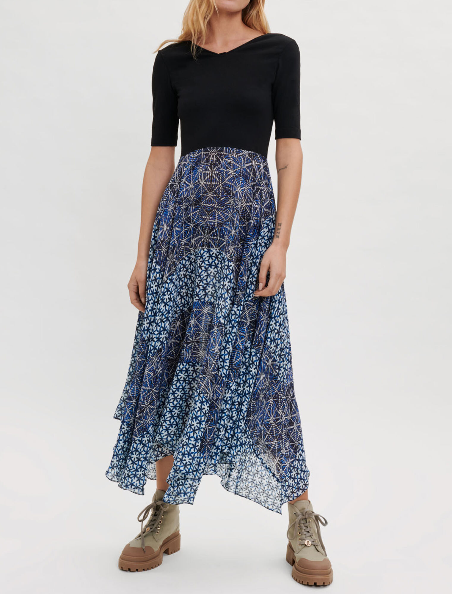 Printed trompe l’oeil dress 