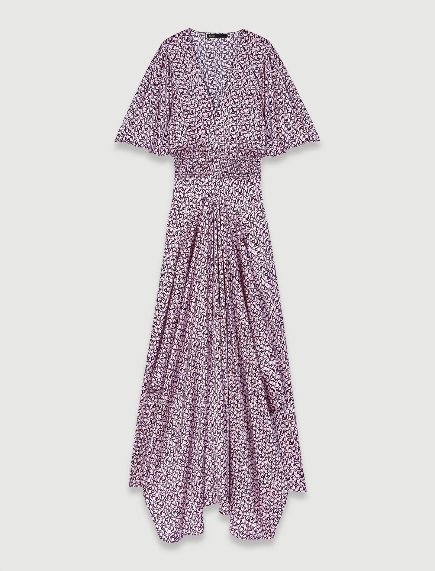 majeページ Satin-look patterned maxi dress Pink For Women | Maje