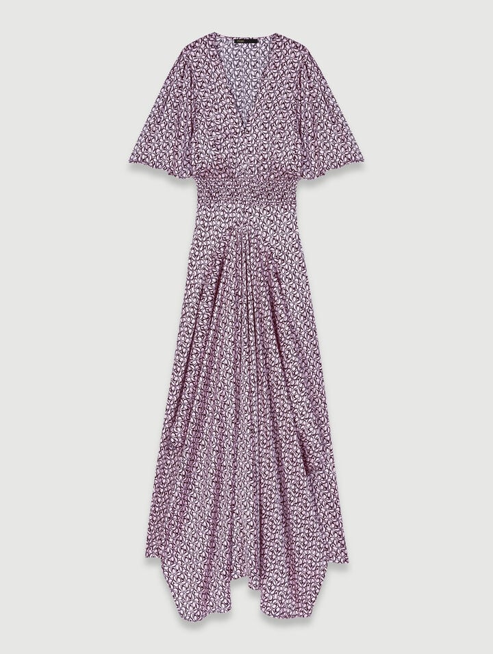 Robe longue satinée imprimée