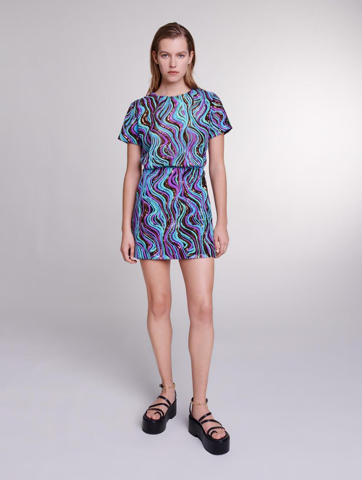 Robe courte trompe l'œil à sequins