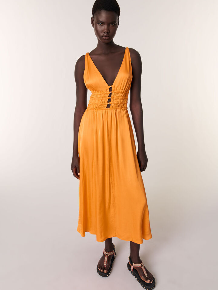 Robe longue satinée