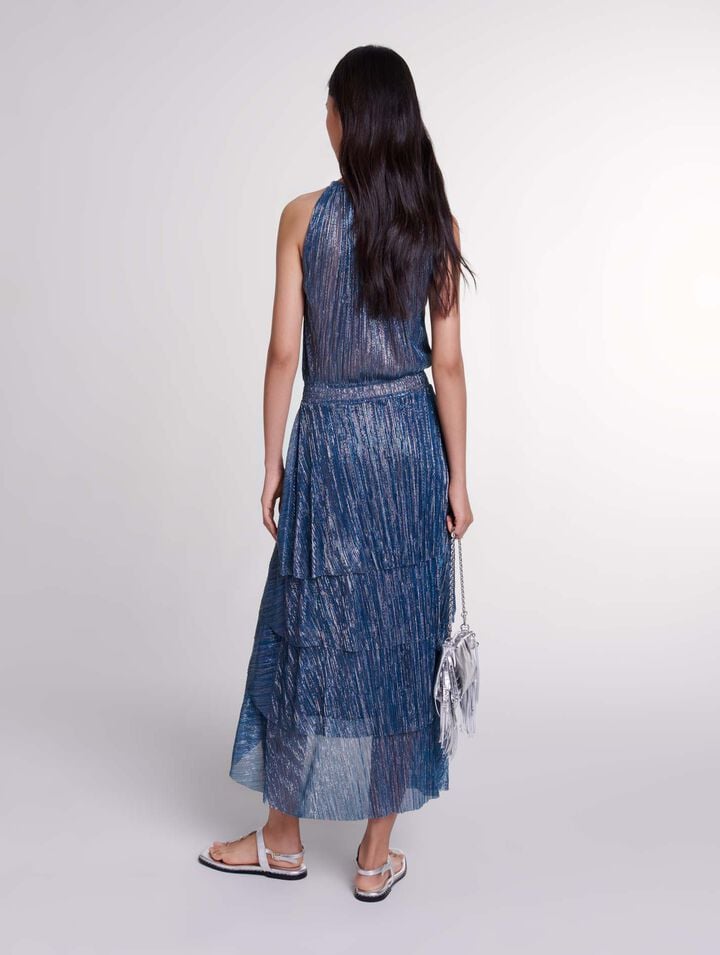 Robe longue lamée à volants