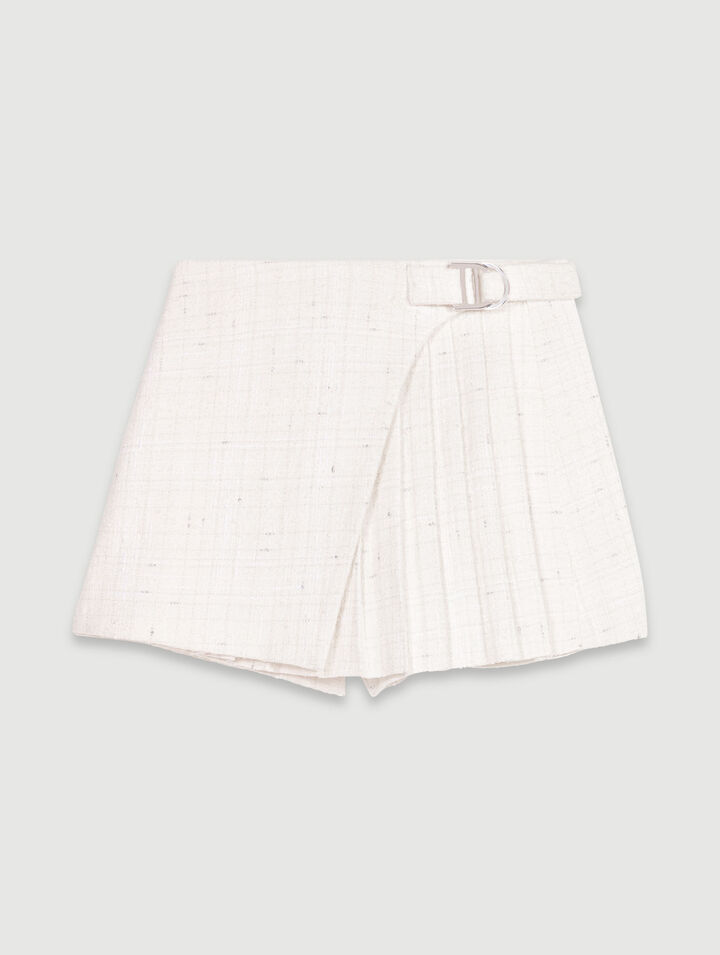 Jupe short plissé en tweed