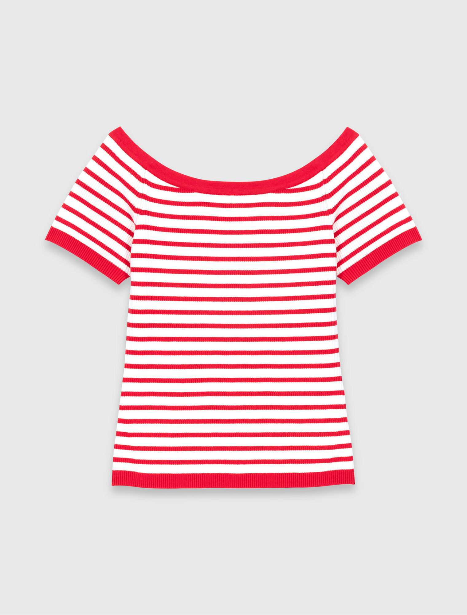 Striped knit top with boat neck