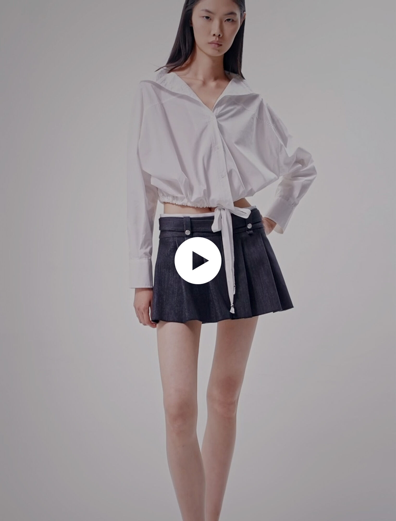 Black denim-effect mini skirt