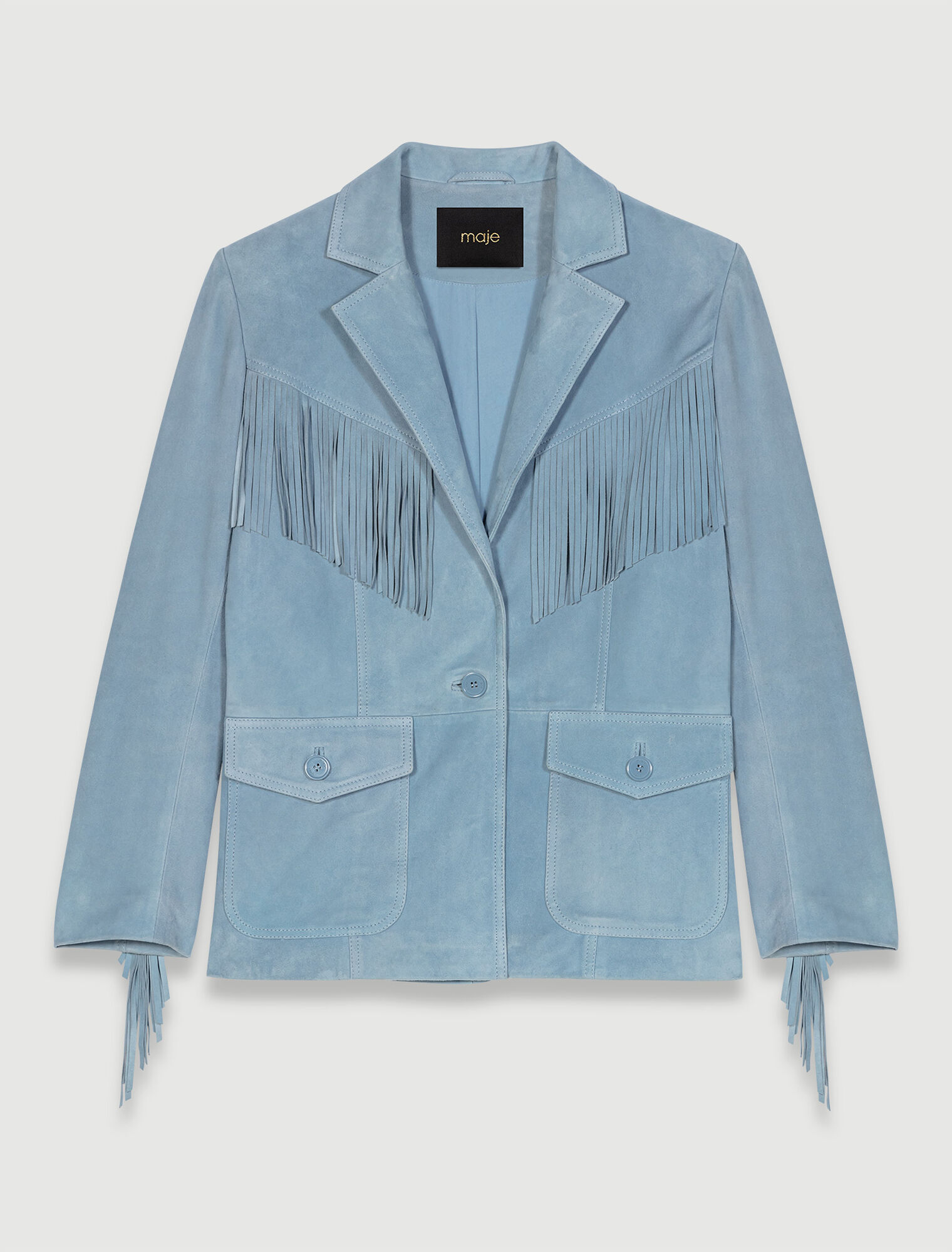 Veste en cuir suède à franges