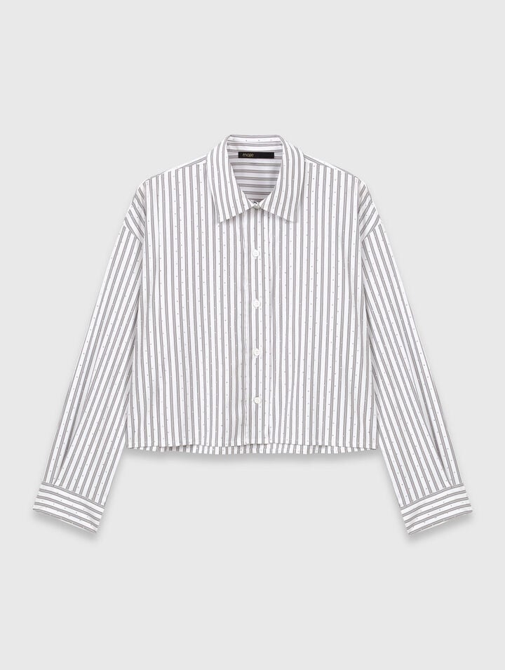 Rhinestone shirt with removable tie