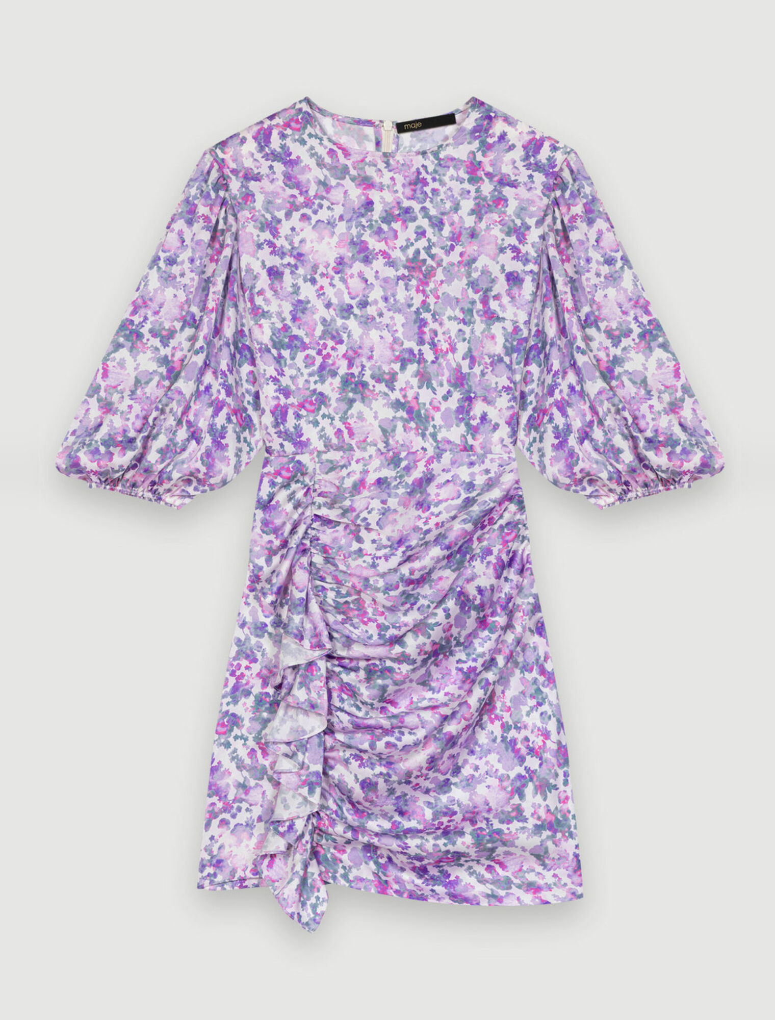 Robe courte drapée fleurie