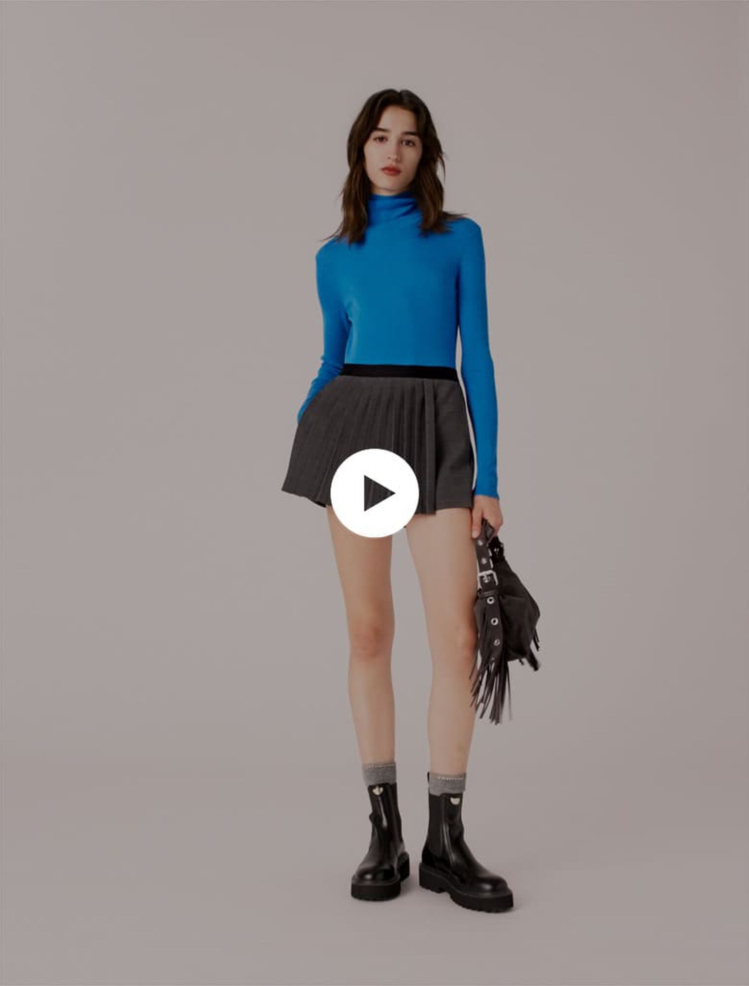 Open polo collar cardigan