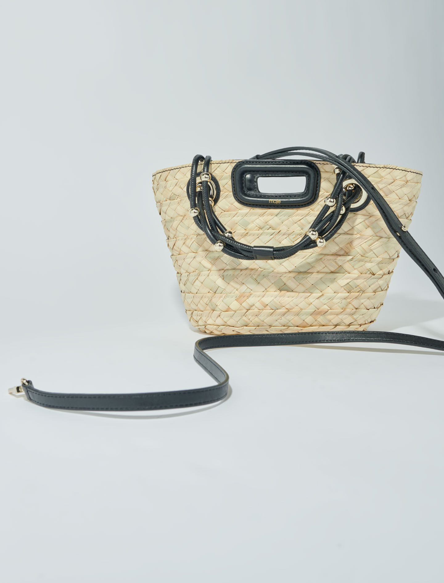 Mini woven basket bag Black / Gray For Women | Maje