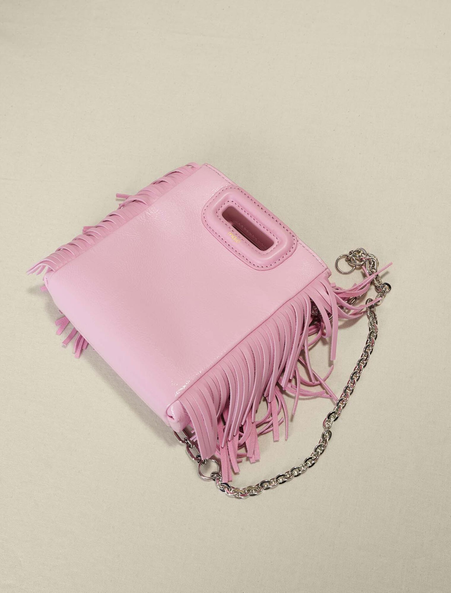 Pink leather mini M bag