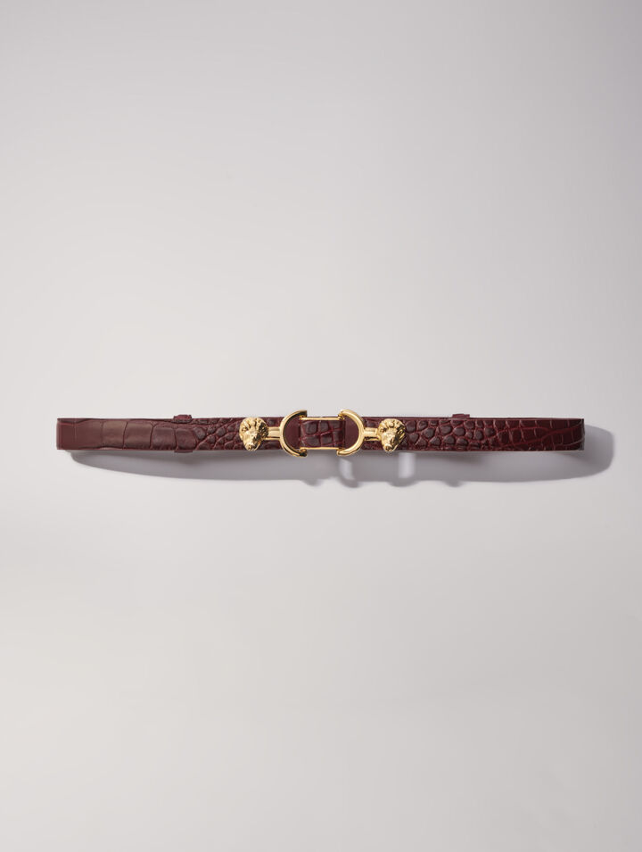 Ceinture fine en cuir à mors lion