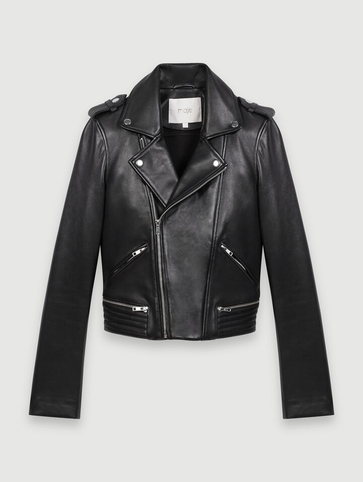 Leather biker-style jacket
