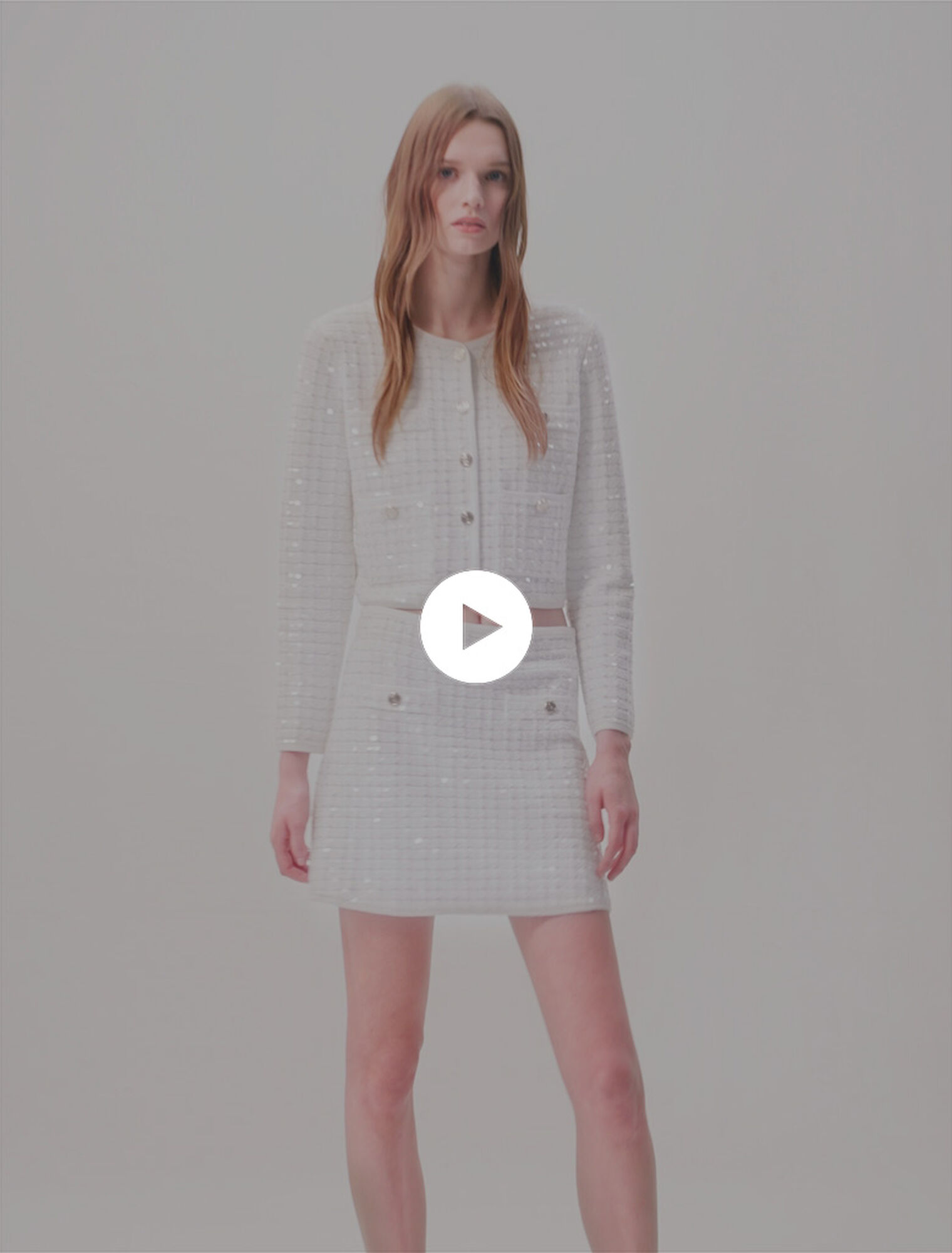 Short sequinned knit skirt