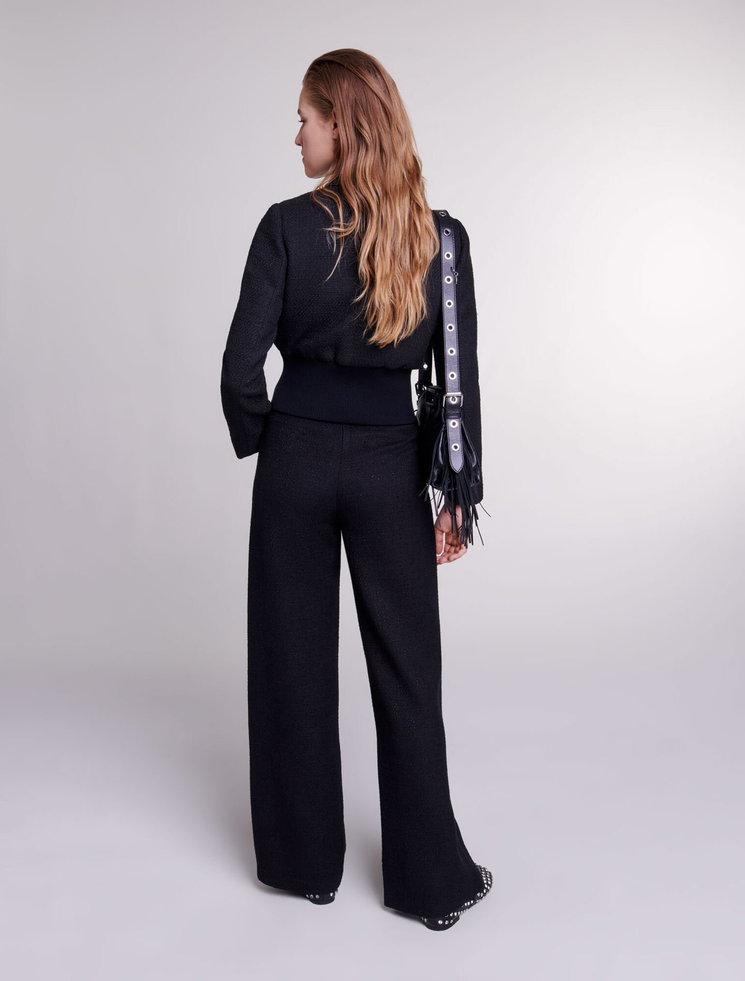 Pantalon large en tweed