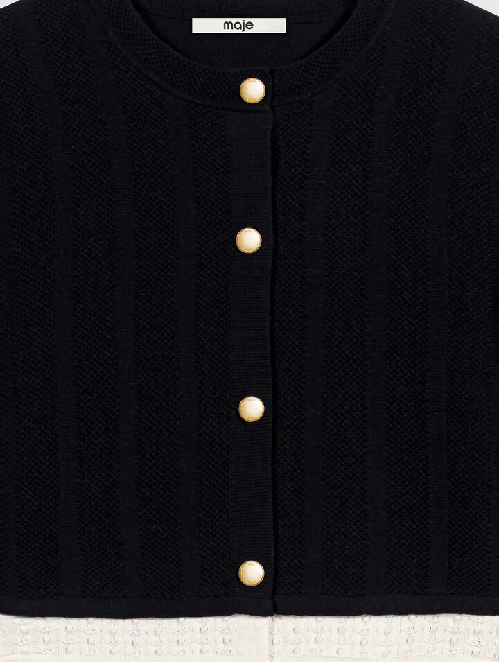 Cardigan avec bande contrast&eacute;e
