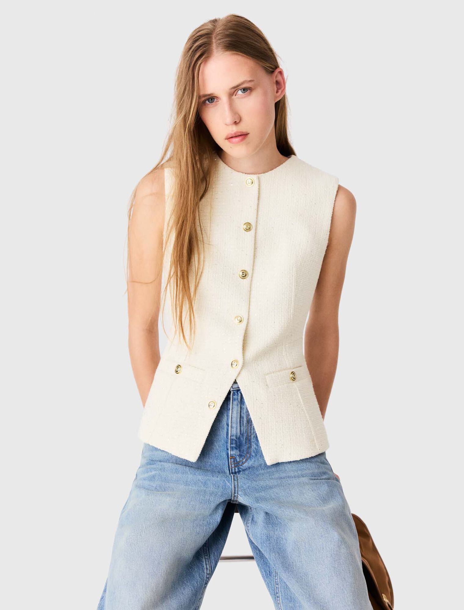 Veston long en tweed