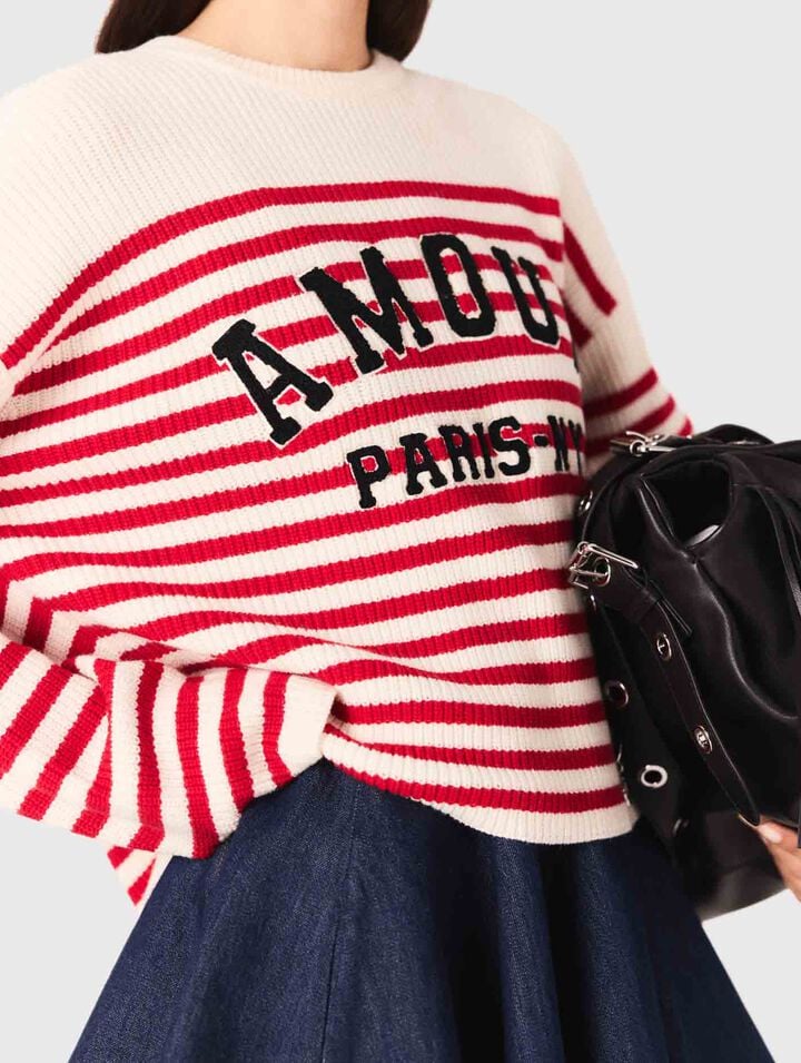 Pull en maille côtelée à rayures