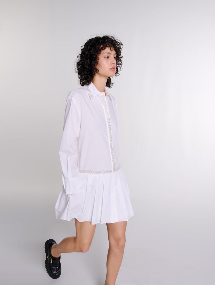 Robe chemise orn&eacute;e de perles