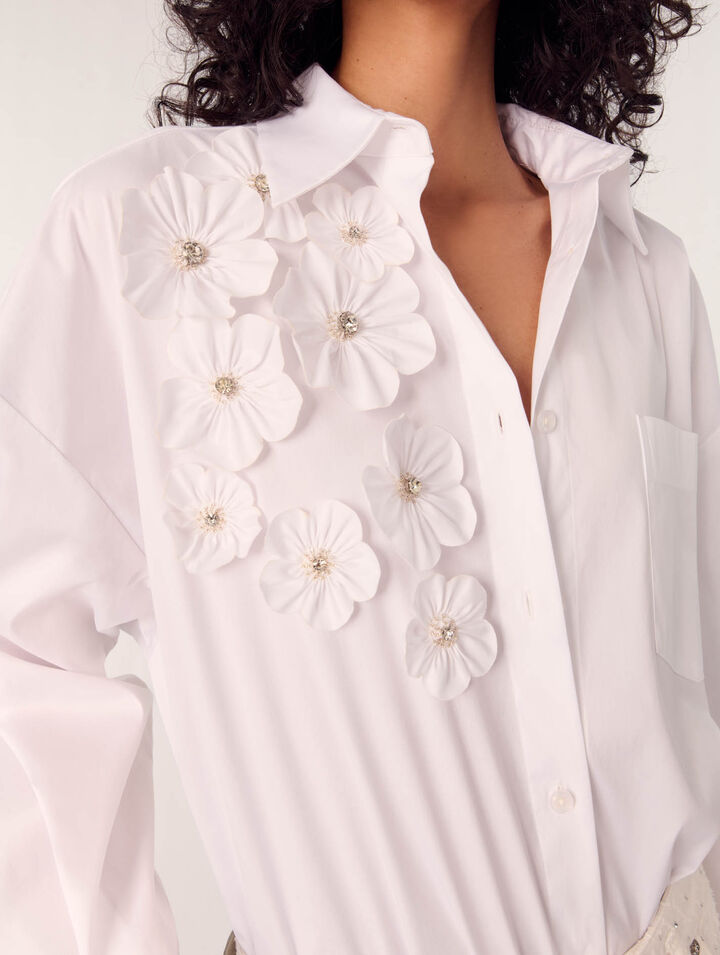 Long shirt with embroidered flowers