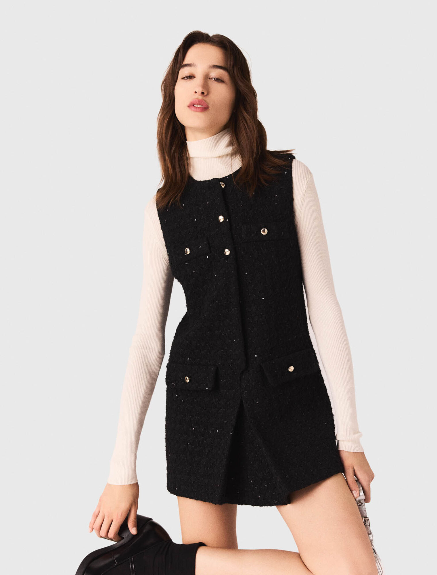 Combishort en tweed avec strass