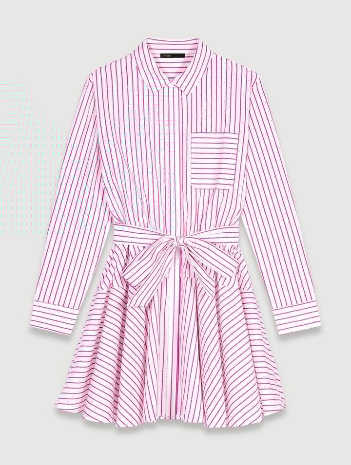 Robe courte à rayures et strass