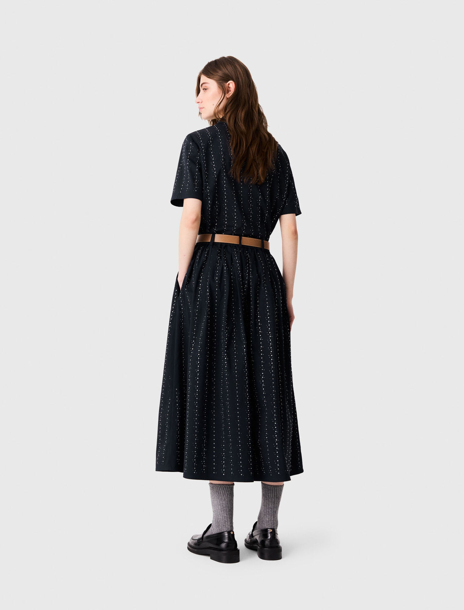 Long rhinestone cotton skirt