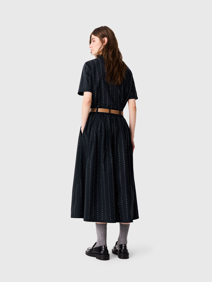 Long rhinestone cotton skirt