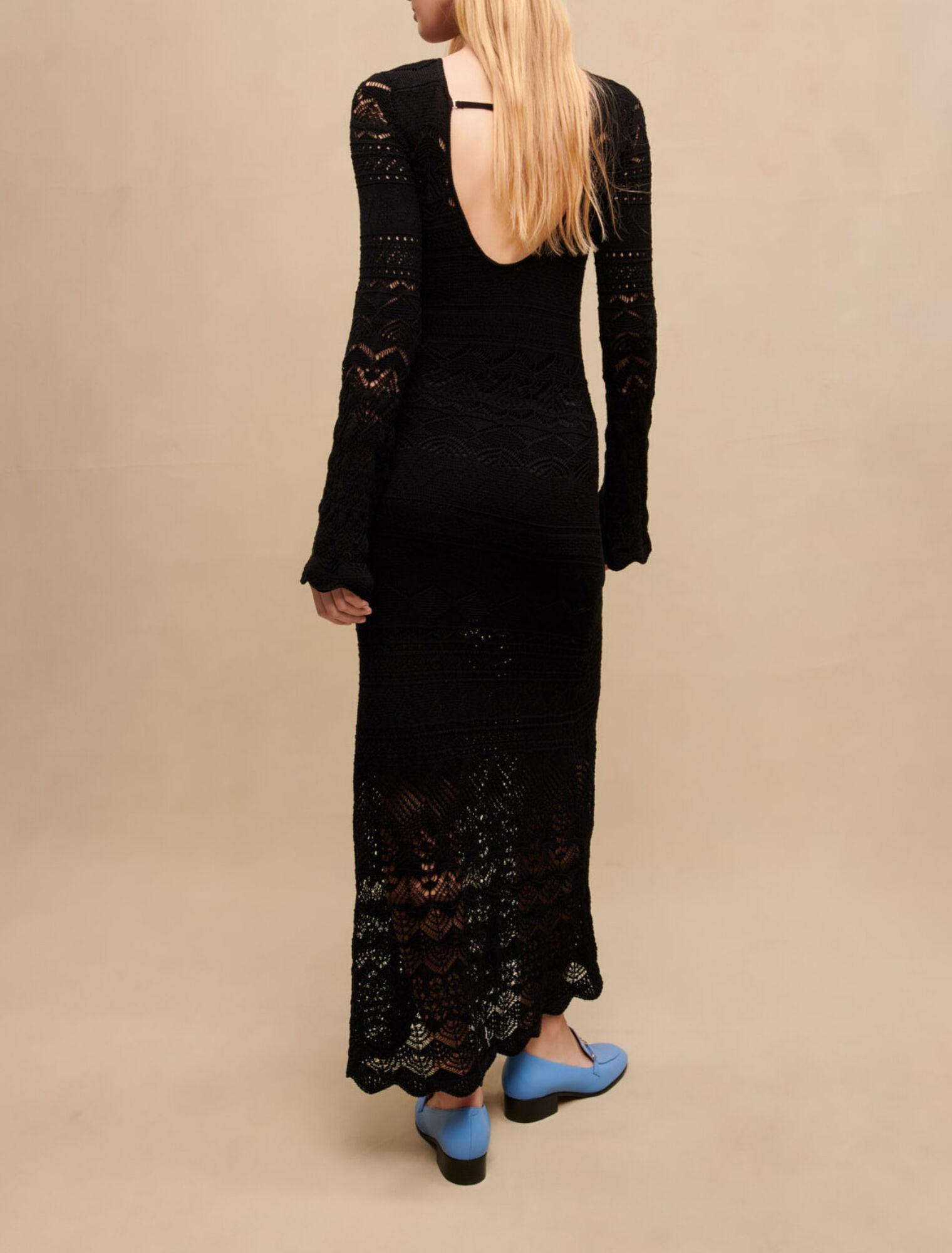 Robe longue en maille ajourée