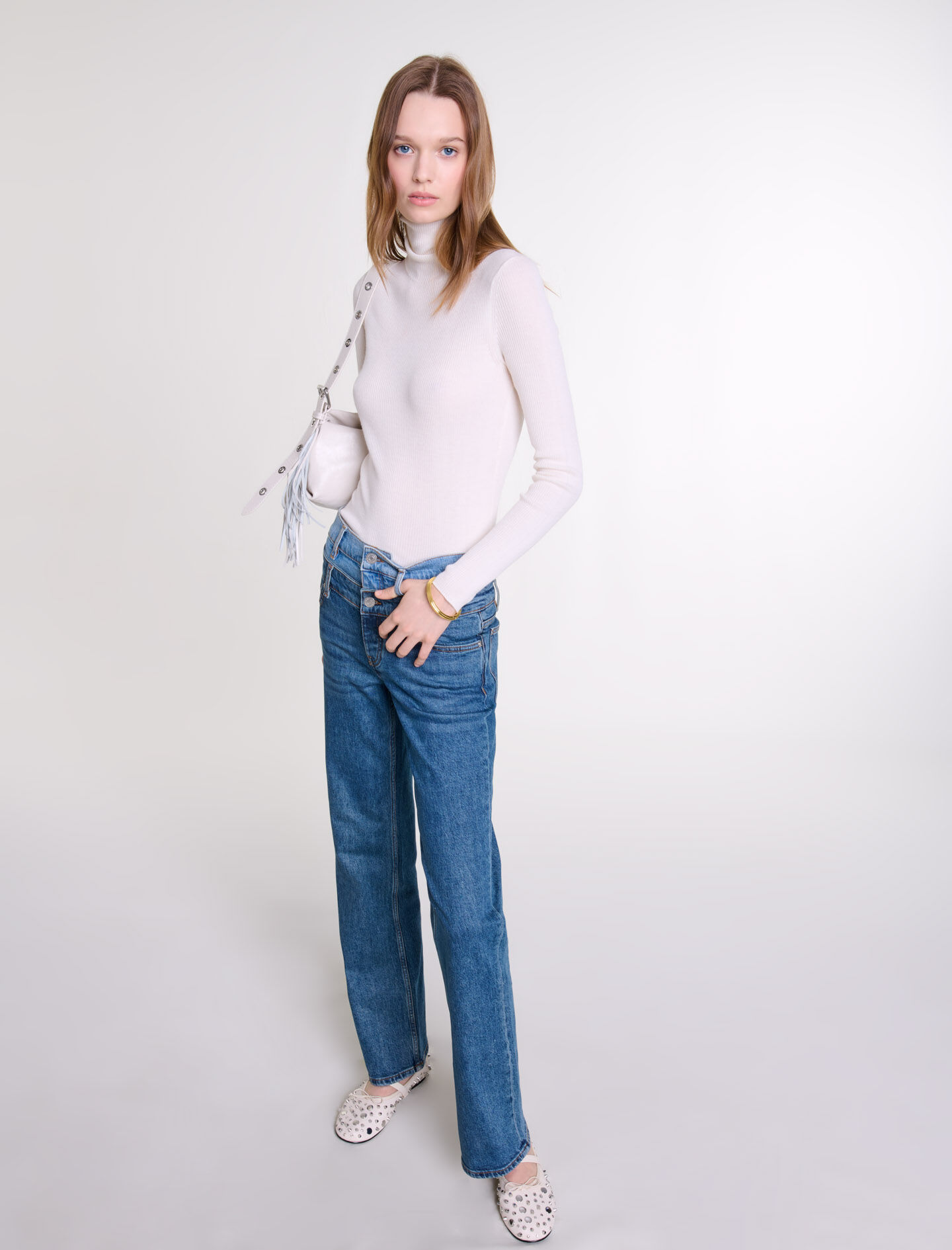 い*と様 MAZZ double waist lace denim Double waistband jeans