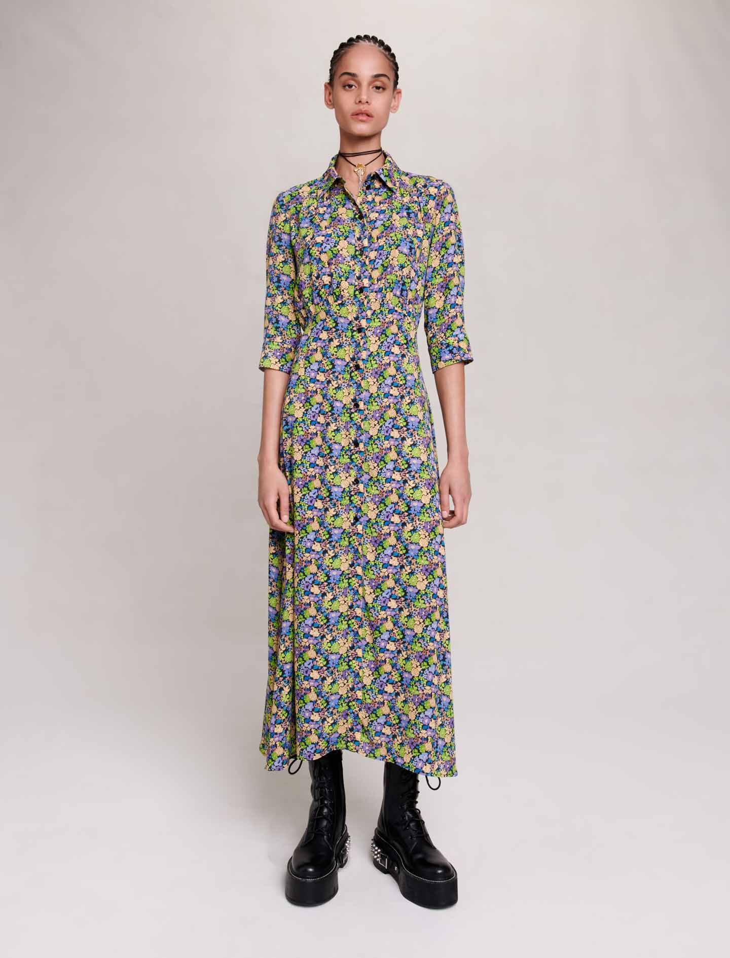 Robe longue fleurie pour femme Maje