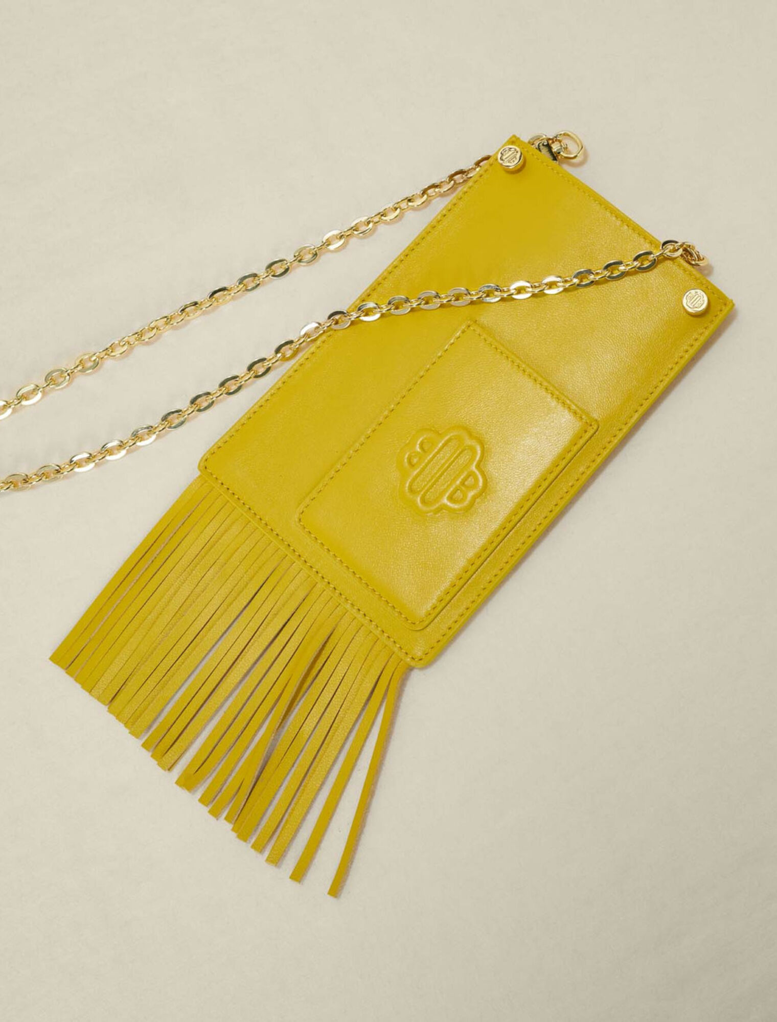 Leather fringe phone bag