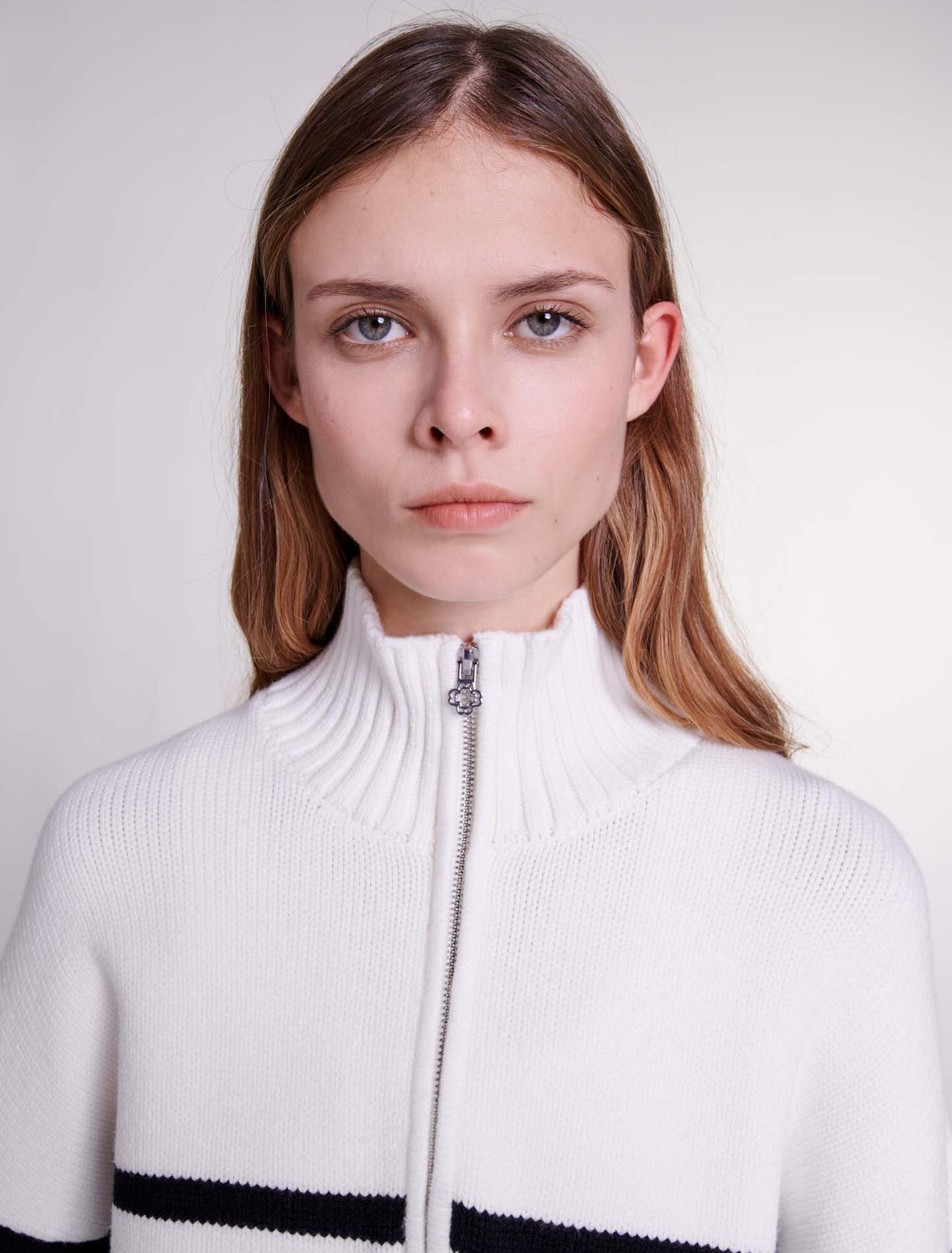 Breton jumper with zip collar