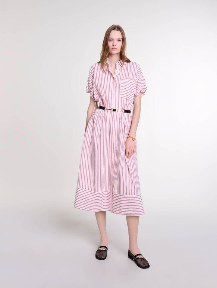 Robe longue à rayures et strass