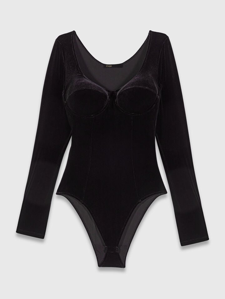 Body en velours et détails corset 