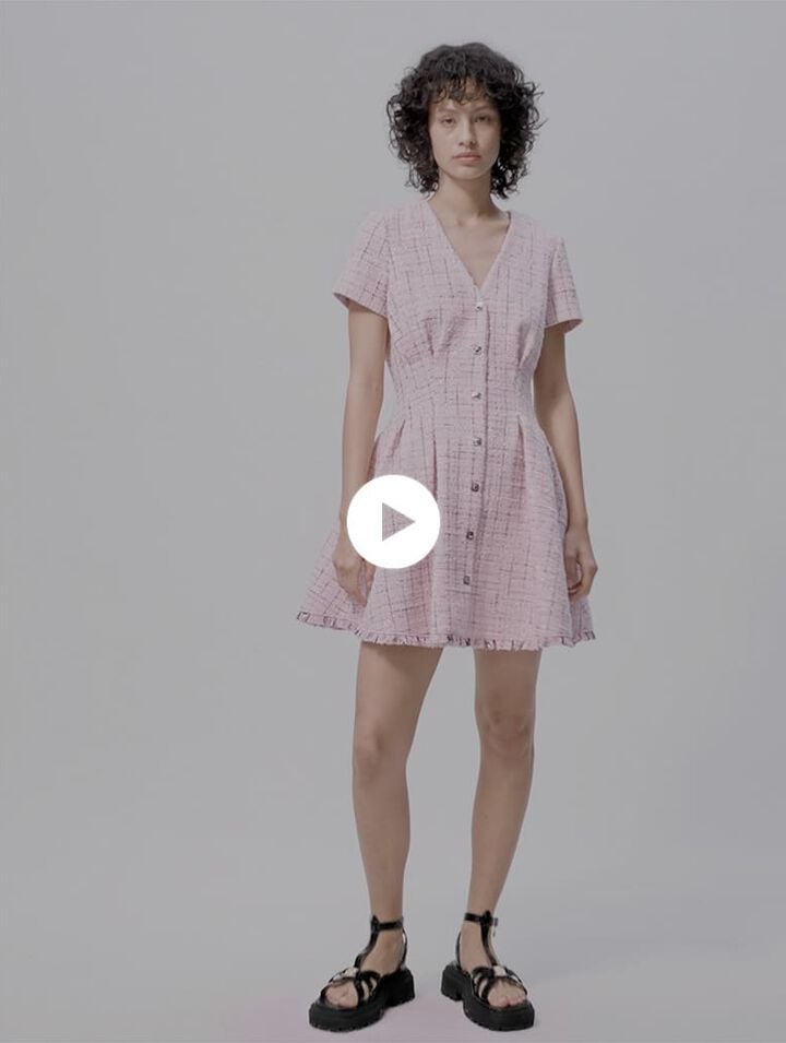 Robe babydoll en tweed