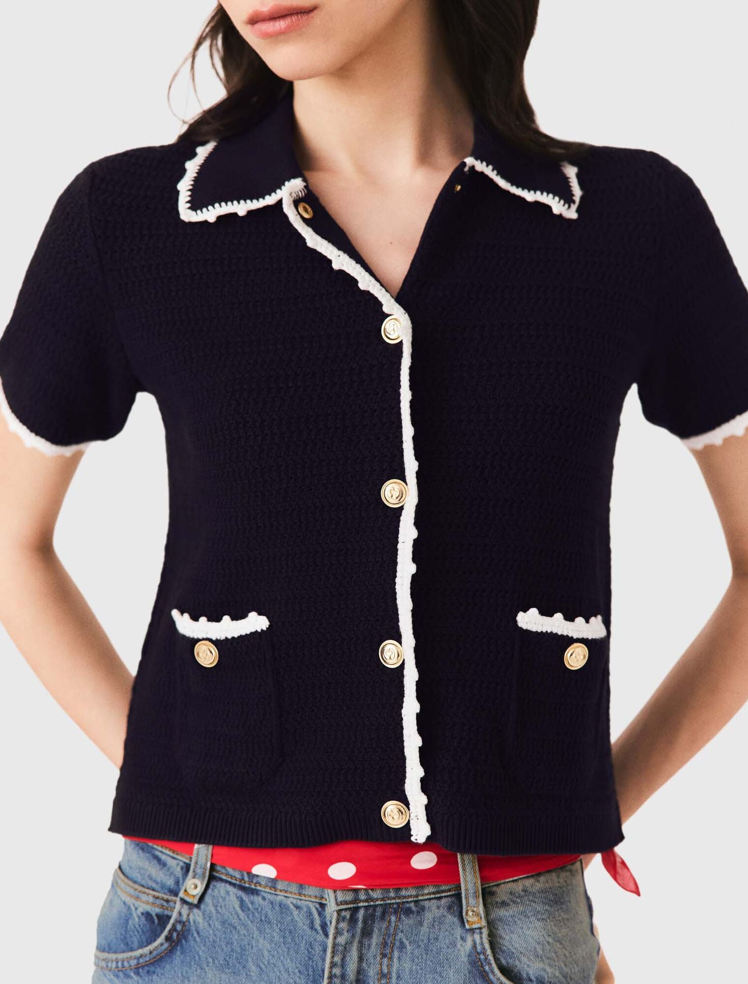 Cardigan avec finitions en crochet
