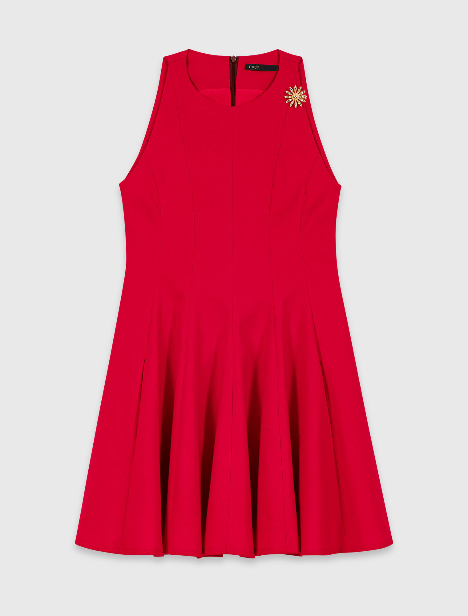 Robe courte &eacute;vas&eacute;e en lin m&eacute;lang&eacute;